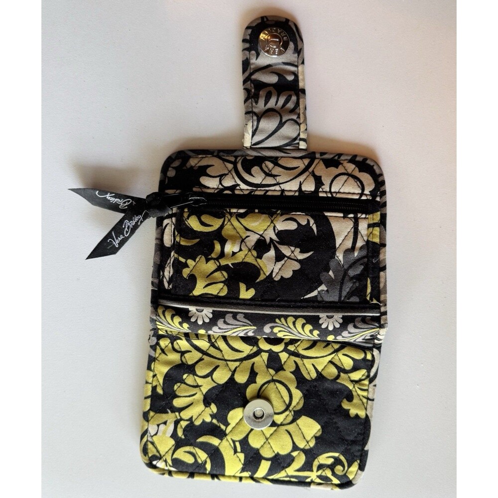Vera Bradley Floral Quilt‎ Baroque Wallet Coin Purse Black Green 2012 - Picture 3 of 4